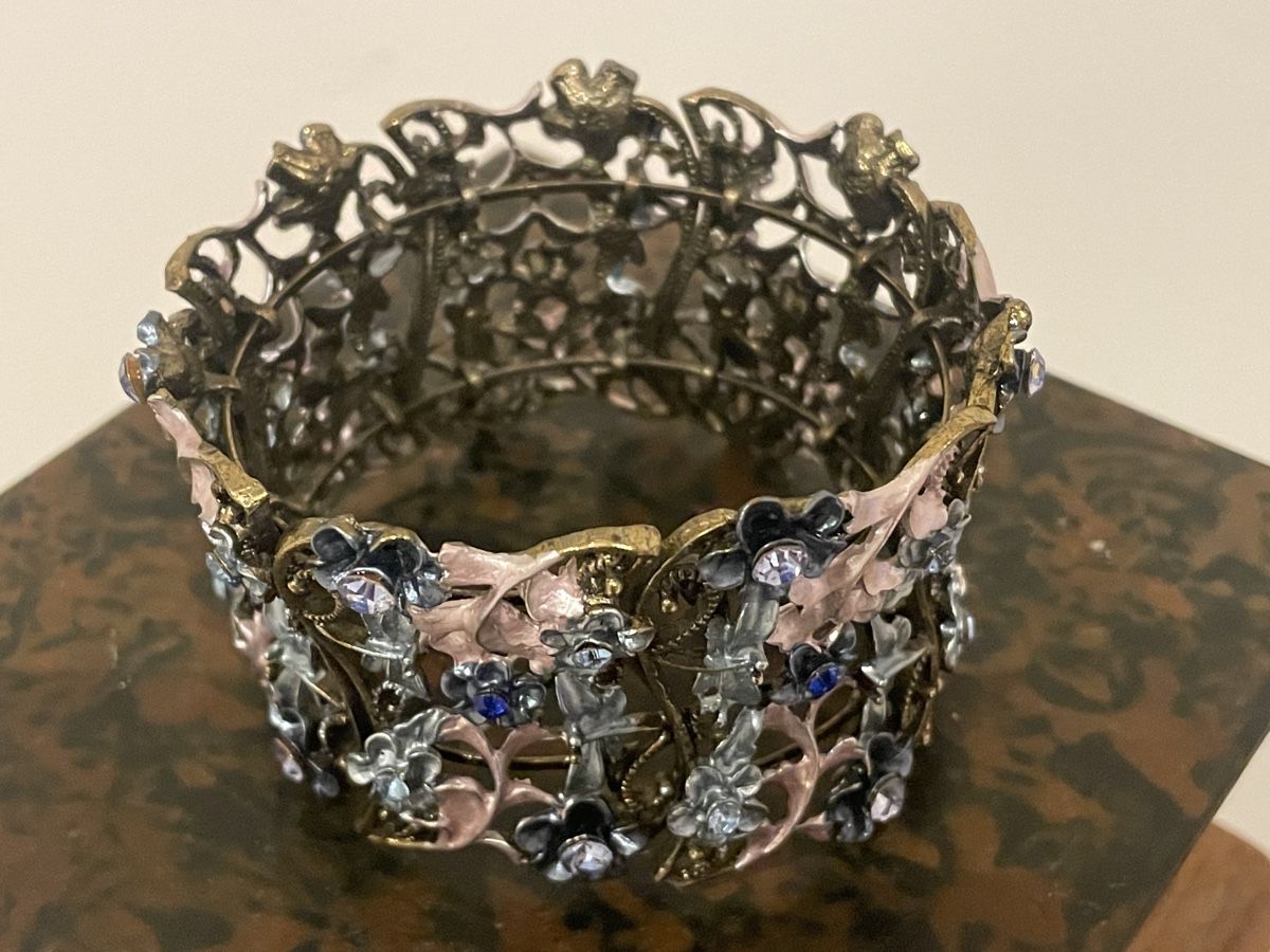 Bracciali & Braccialetti: Vintage Armband Blümchen-Design mit Strasssteinen – Usato da Volketswil venduto da rubin74 2
