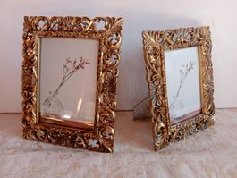 Neu 2 Goldene Fotorahmen Retro Vintage-Flair mit Ornamenten