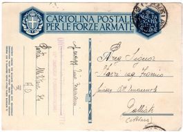 CARTOLINA POSTALE PER LE FORZE ARMATE 26.3.36 GALLIATE -375