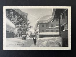 Alte AK Strasse in Andermatt im Winter, Kt. Uri ungelaufen