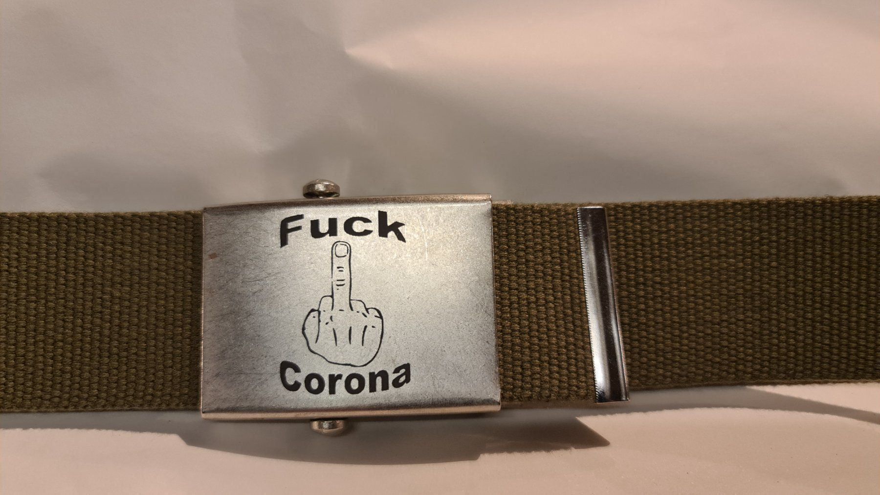 Cinture: Stoffgürtel mit Fuck Corona Logo – Nuovo e nell'imballaggio originale da Sins venduto da sagitarius58 3