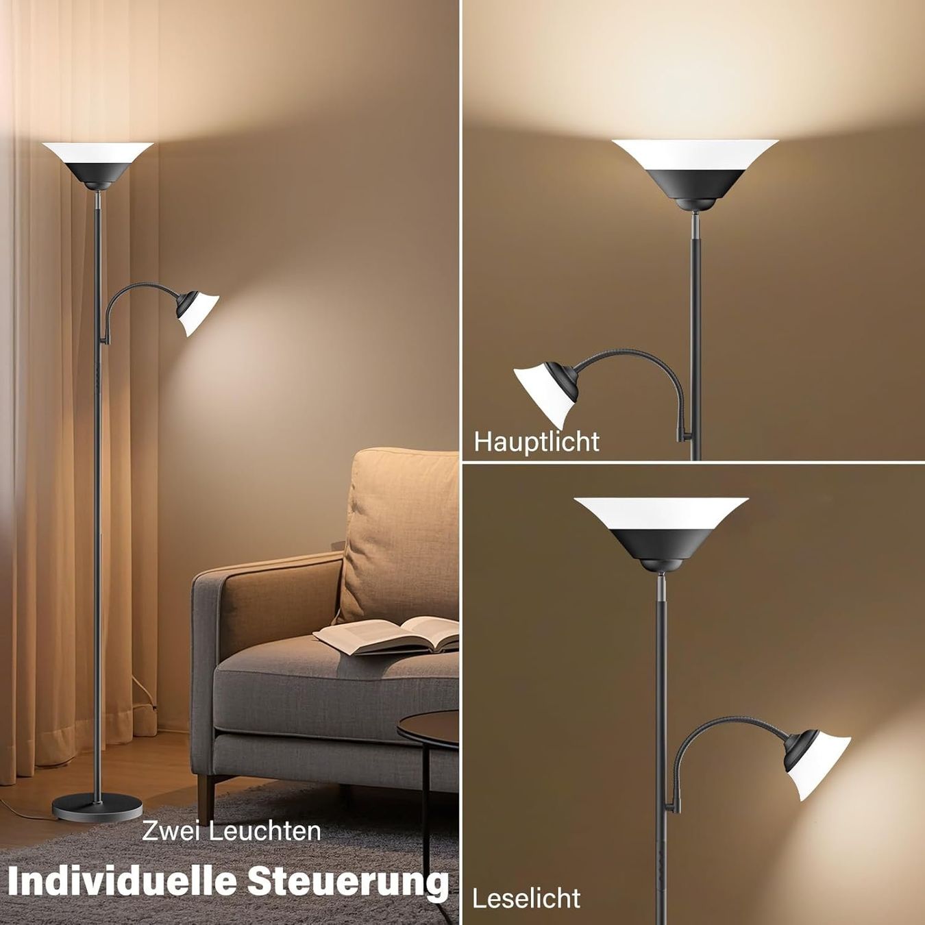 Lampade: LED Stehlampe dimmbar Deckenfluter Leselampe 34W – Nuovo e nell'imballaggio originale da Schaffhausen venduto da tra_6j5m 3