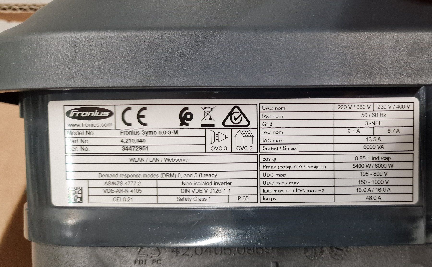 Fronius Inverter: Fronius Symo 6.0-3-M (6 kW, 3-phasig) – Usato da Luzern venduto da Solarsense 2