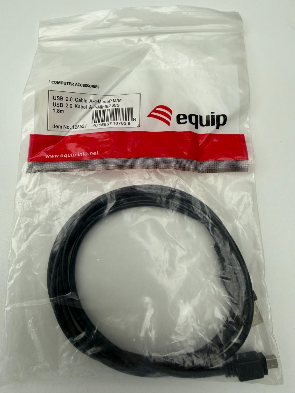 Kabel: Equip, USB-Kabel, USB Typ A 4-pol. auf Mini-USB Typ B 5-pol. – Neu und originalverpackt aus Unterengstringen von Tnovus 3