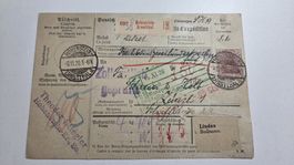 1920 Paketkarte Deutsches Reich von Hohenstein