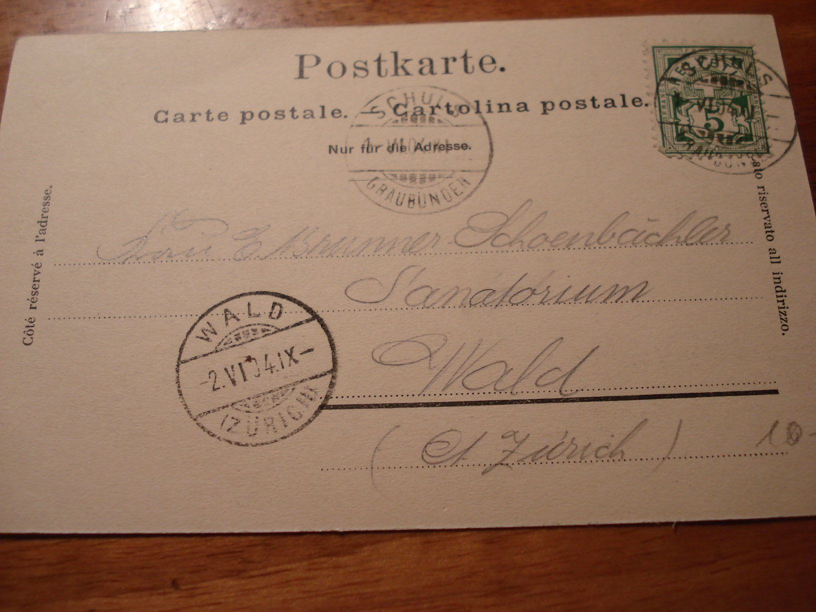 Cartoline postali: Hotel Waldhaus Vulpera, 1904, o Schuls – Usato da Niederwil AG venduto da morostahu 2