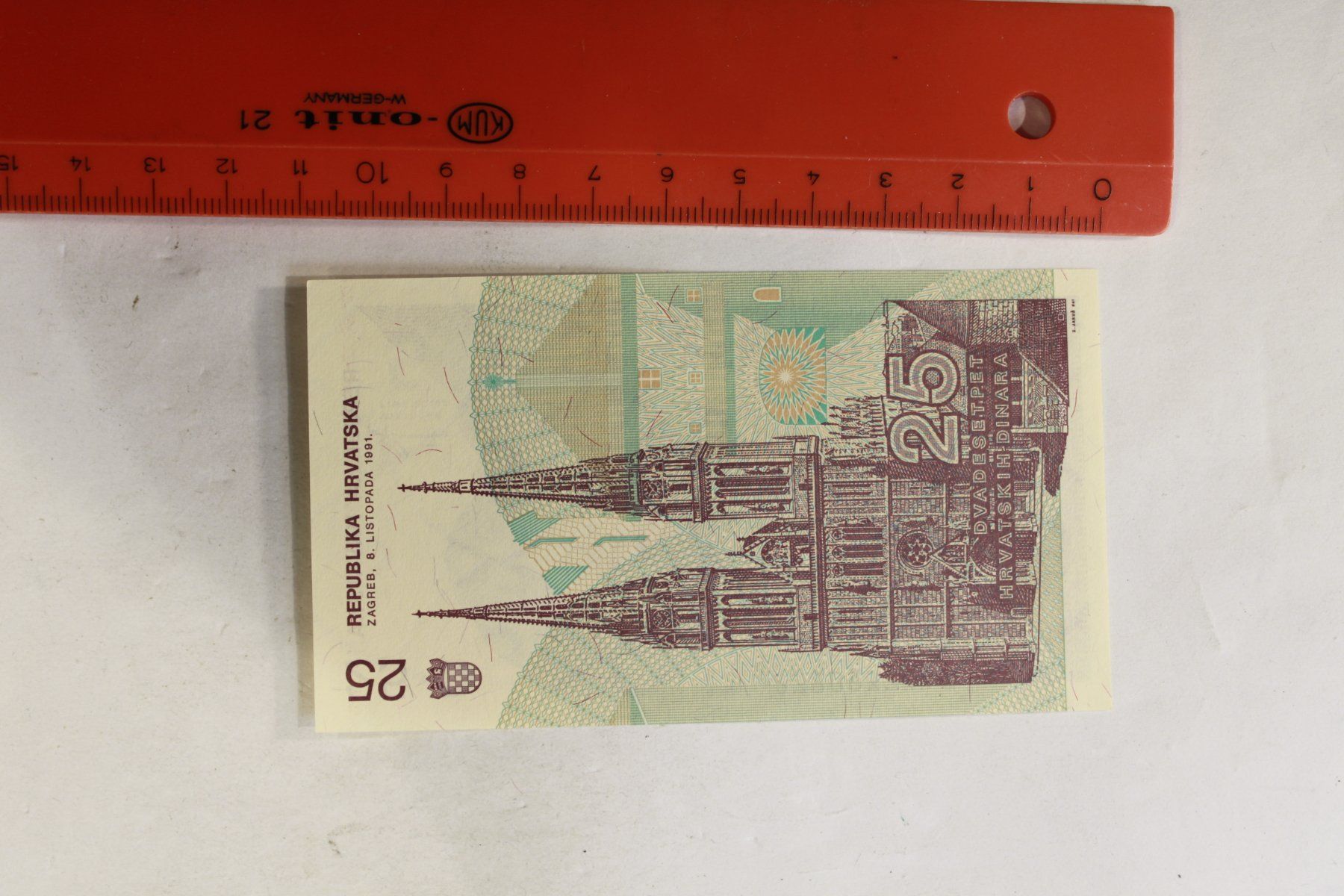 Banknoten: 25 DINARA – Gebraucht aus La plaine von 7A6T2ME 1