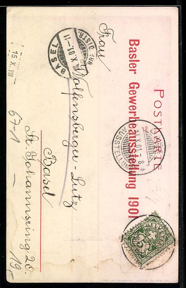 Ansichtskarten: Basel, Basler Gewerbe-Ausstellung 1901,  – Gebraucht aus Berlin von bartko-reher 1