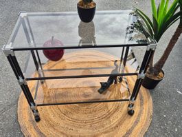 Étagère,  table, chariot bar sur roulettes années 1980