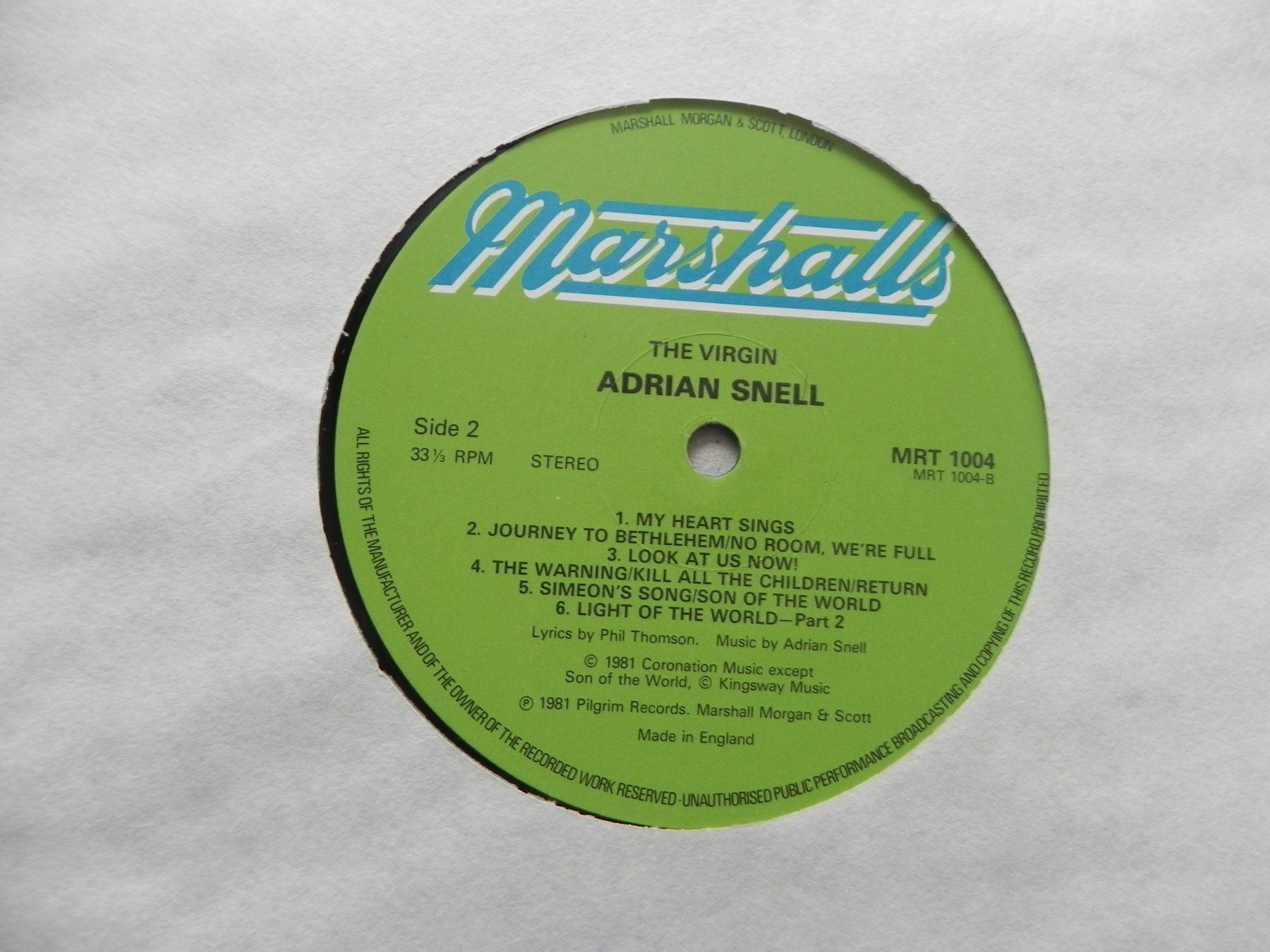 Dischi in vinile: LP Musical The Virgin 1981 Adrian Snell – Usato da Siebnen venduto da krimsie 5