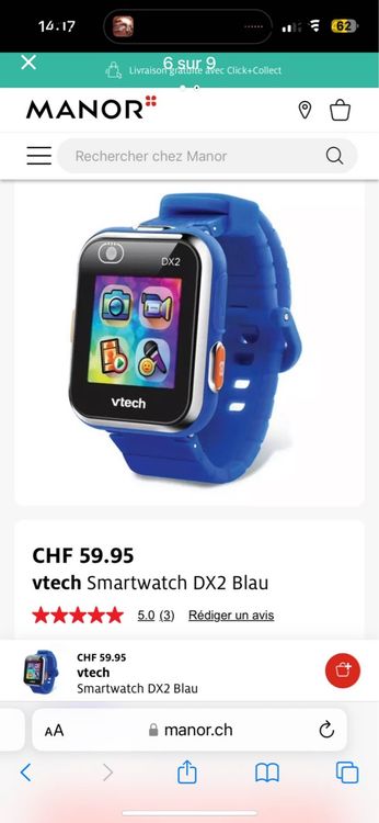 Vtech Smartwatch: Montre connectée enfant Vtech Kidizoom DX2 bleue – D'occasion à Martigny par gigikro 5