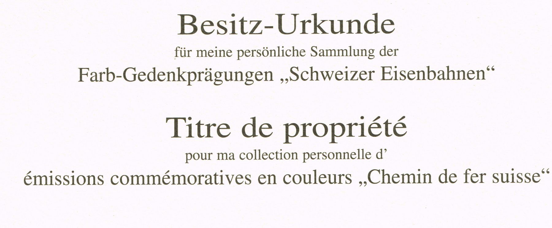 Dokumente: Schweizer Eisenbahnen_944_Besitz-Urkunde – Gebraucht aus Hombrechtikon von Fraese01 1