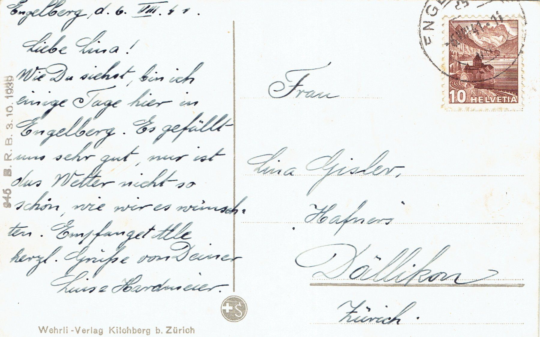 Ansichtskarten: Engelberg OW 1935 – Gebraucht aus Otelfingen von Schmitte9 1