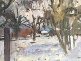 Adolf Funk, „Winterlandschaft“, 1953, Gouache, signiert