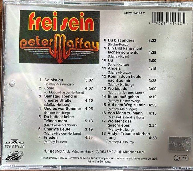 CD: Peter Maffay - Frei sein - Seine grössten Hits - CD Top! – Usato da Beringen venduto da Mantafisch1 1