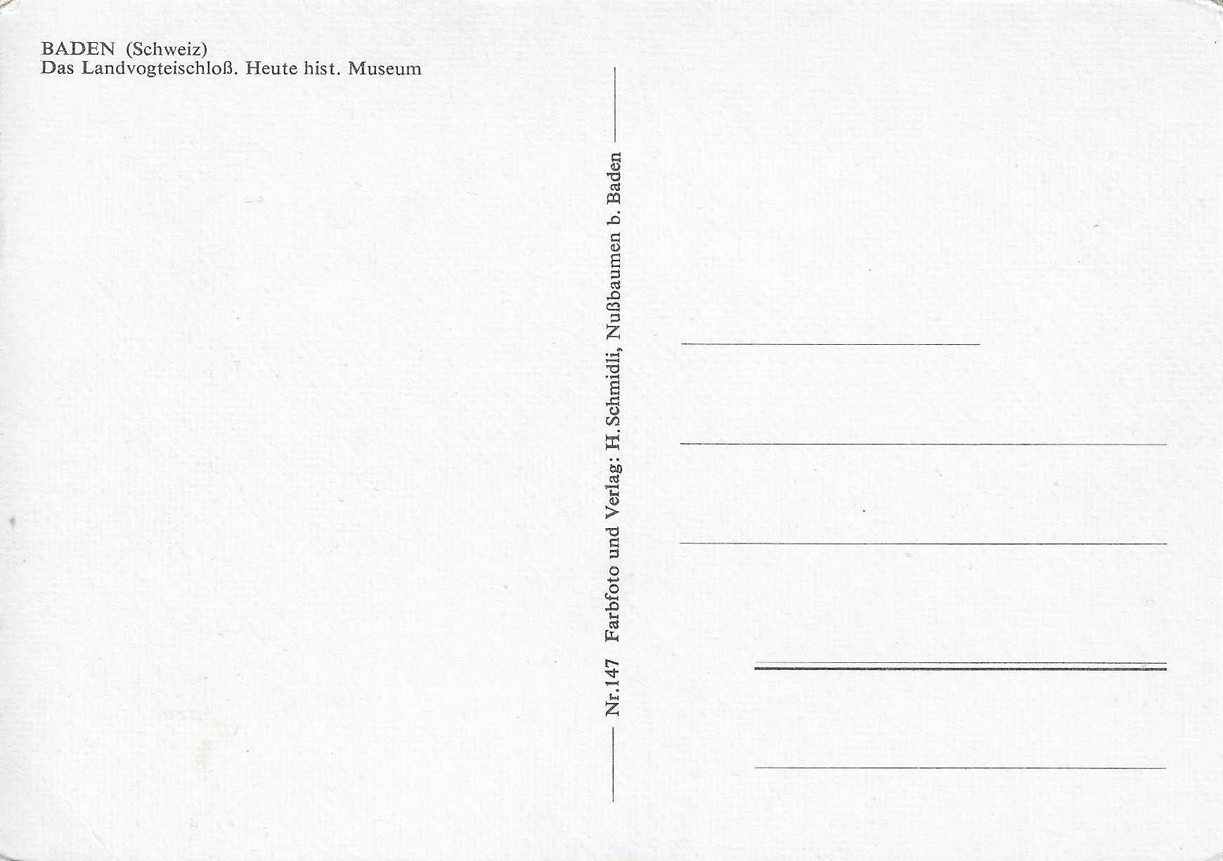 Cartoline postali: Baden Das Landvogteischloss AG – Nuovo (secondo la descrizione) da Rothrist venduto da Stranglehold 1