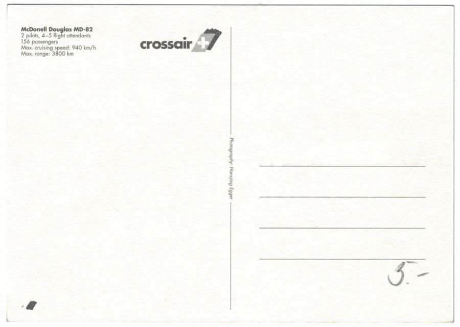Cartoline postali: Crossair McDonell Douglas MD-82 – Usato da Frauenfeld venduto da POML 1
