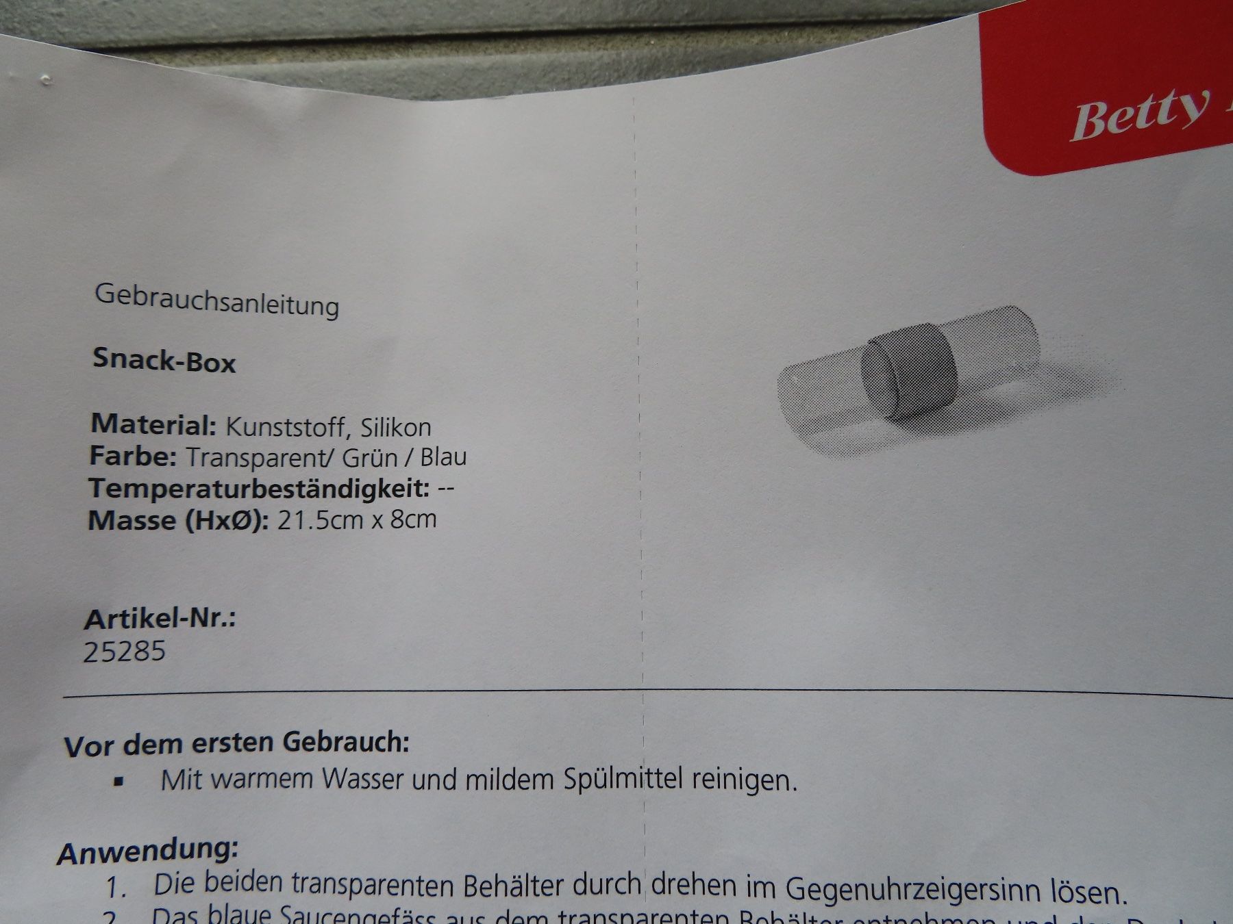 Betty Bossi Contenitori & Simili: BETTY BOSSI Snack-Box +++neuwertig+++ – Nuovo (secondo la descrizione) da Wallenried venduto da Asyano 1