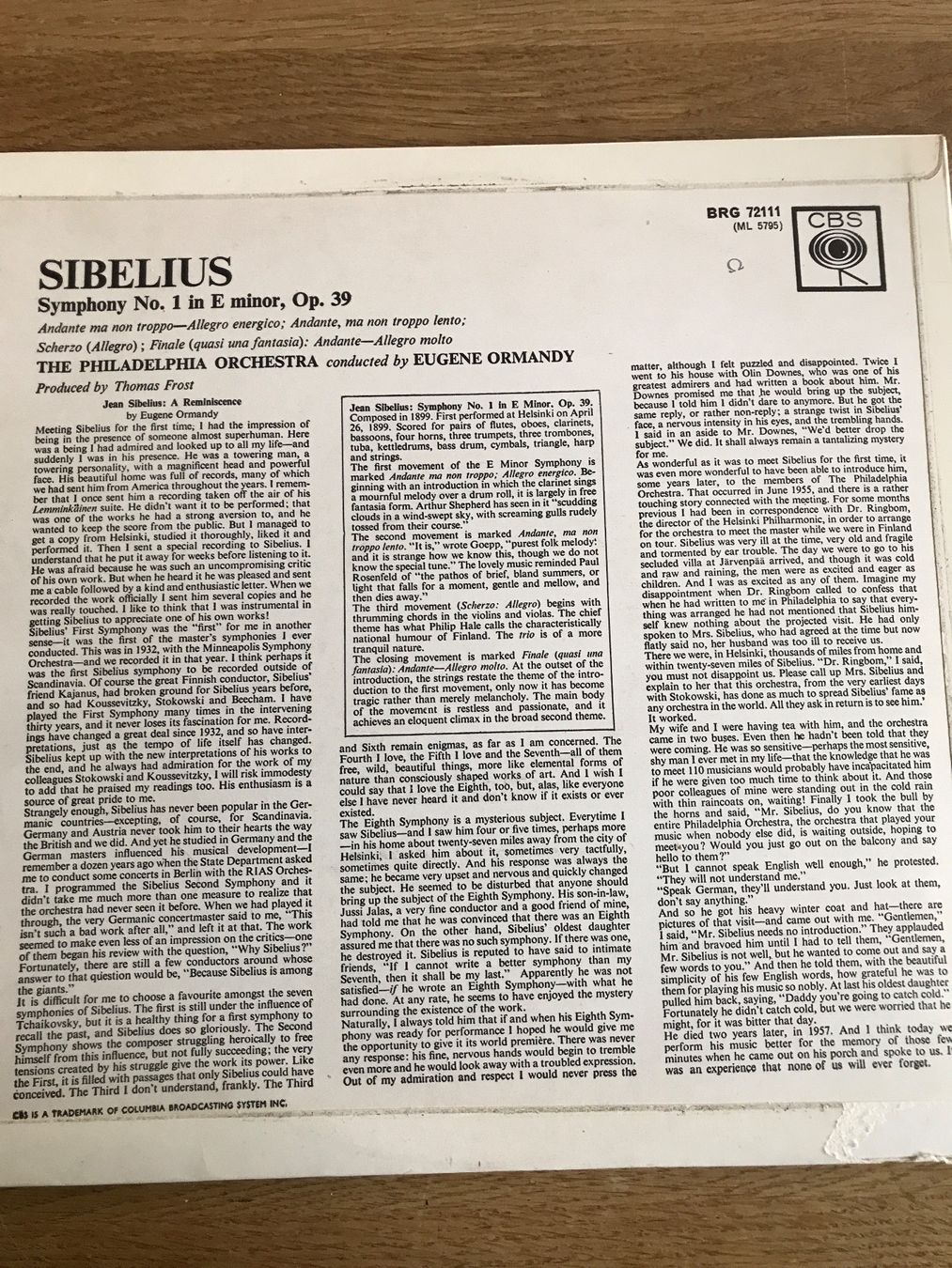 Dischi in vinile: LP Sibelius/Symphony No. 1 – Usato da Waldenburg venduto da Oliro75 1