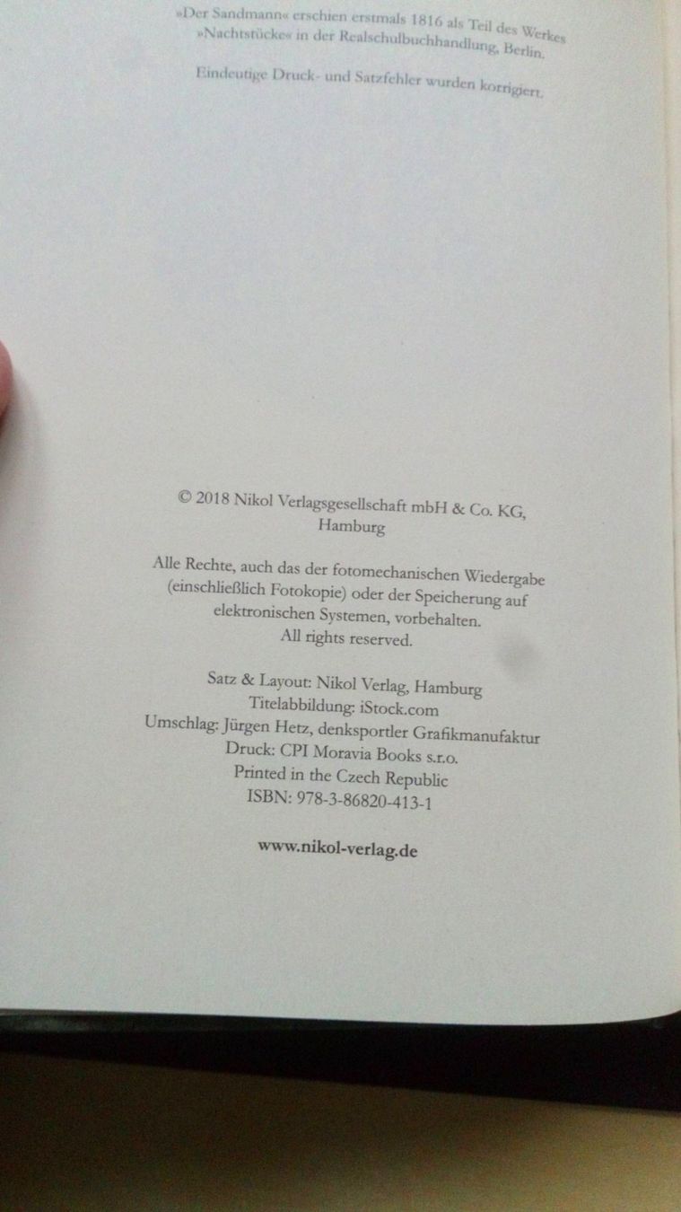 Libri: Der Sandmann, E. T. A. Hoffmann, Buch Literatur Klassiker – Usato da Winterthur venduto da Belzarek 2
