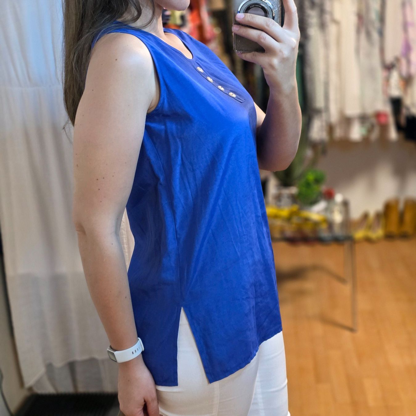 Camicette: Vintage Sommerbluse Blau Gr. M – Usato da Wald ZH venduto da CapLux