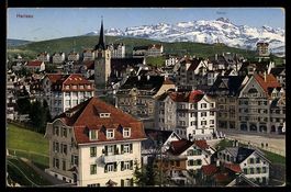 AK Herisau, Totalansicht mit Kirche und Säntis