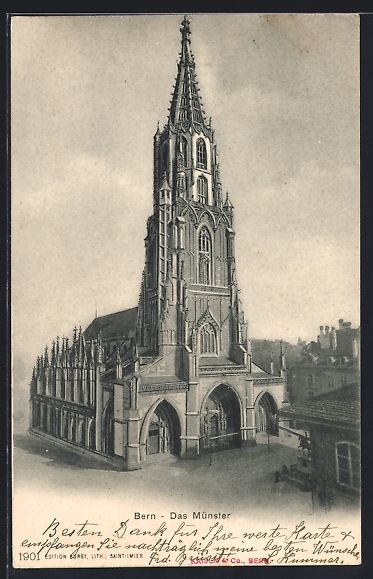 Ansichtskarten: AK Bern, Blick auf das Münster, 1907 – Gebraucht aus Berlin von bartko-reher