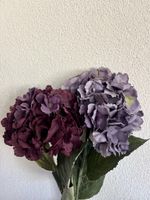 Künstliche Blumen Hortensien und Blatt, 3 Stück Set