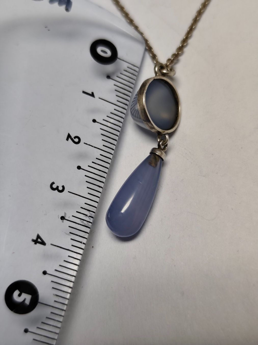 Catenine: Silberkette mit Chalcedon Anhänger Vintage #A8 – Usato da Châtelaine venduto da Tropic.Watch2 3