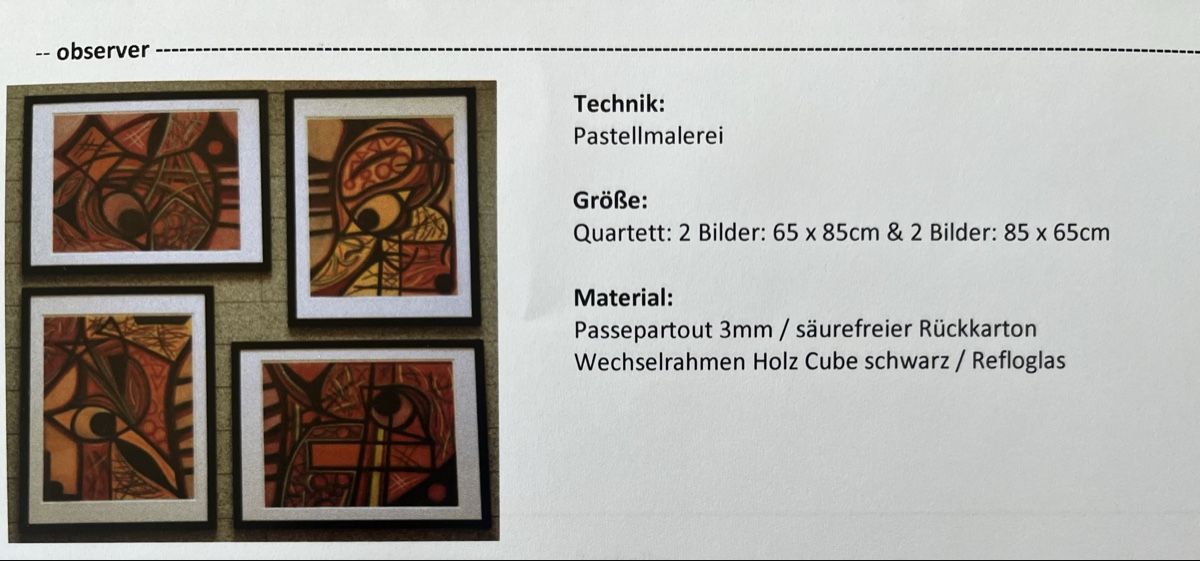 Foto & Immagini: Exklusives Pastellmalerei Quartett "Observer" - Blickfang! – Usato da Wettingen venduto da RomanaEngiadina 1