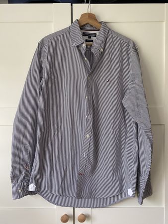Chemise Tommy Hilfiger rayée bleu et blanc homme taille M tr
