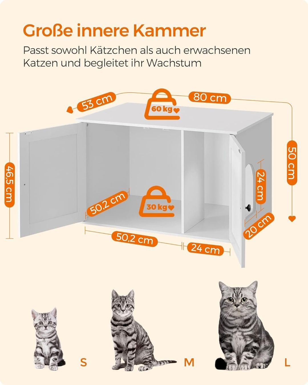 Liege- & Schlafplätze: Feandrea Katzenhaus mit Türen Weiss – Neu und originalverpackt aus Bottighofen von zaap 4