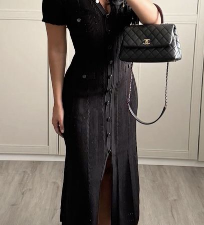 Knitted stretch black dress XS/34 (Sandro inspired) NEW