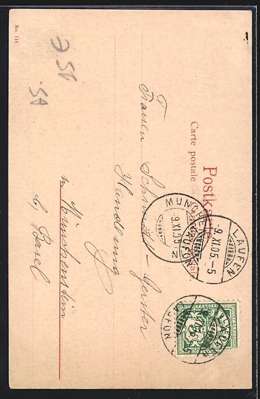 Cartoline postali: AK Laufen, Strassenpartie mit Post, 1905 – Usato da Berlin venduto da bartko-reher 1