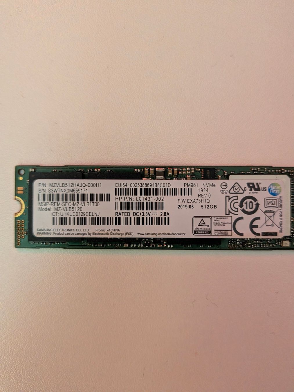 Samsung Dischi rigidi: Samsung PM981 512GB M2 NVMe SSD – Usato da Amriswil venduto da hardware_uschi