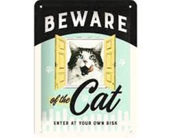 Blechschild-BEWARE OF THE CAT