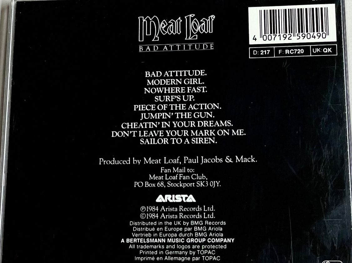 CD: Meat Loaf - Bad Attitude – Usato da Muri b. Bern venduto da AdidasCollector 2