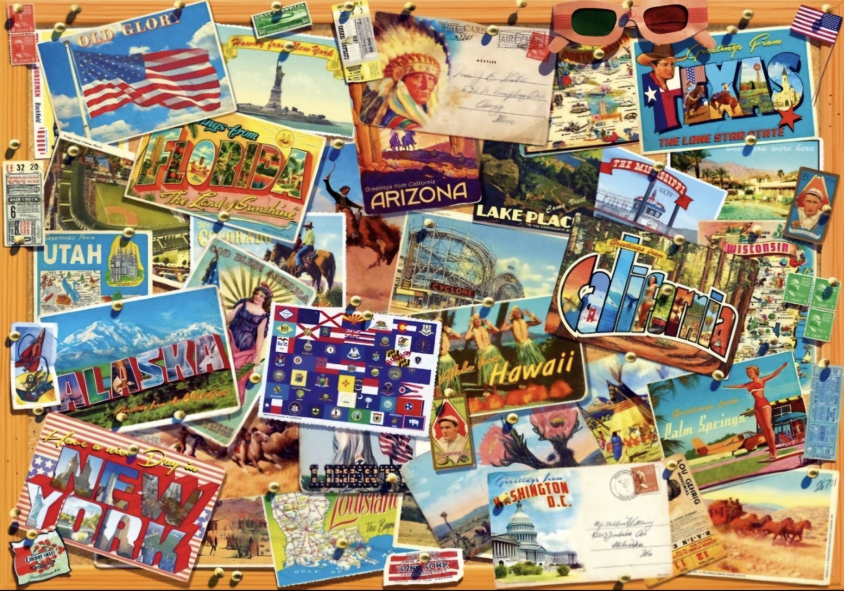 Puzzle: Bluebird Puzzle "USA Postkarten" FABRIKNEU – Nuovo e nell'imballaggio originale da Bütschwil venduto da Taranabo 1