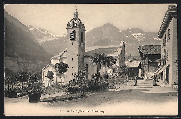 Cartoline postali: AK Champéry, Rue et Eglise – Usato da Berlin venduto da bartko-reher