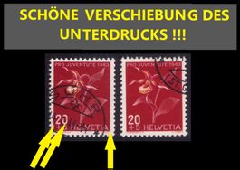 1943_J107_PRO JUVENTUTE_Abart DRUCKVERSCHIEBUNG_Frauenschuh!