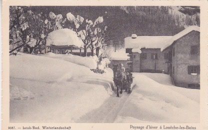 Cartoline postali: Leukerbad - Winterlandschaft mit Pferdekutsche. – Usato da Schlieren venduto da Rapaelli