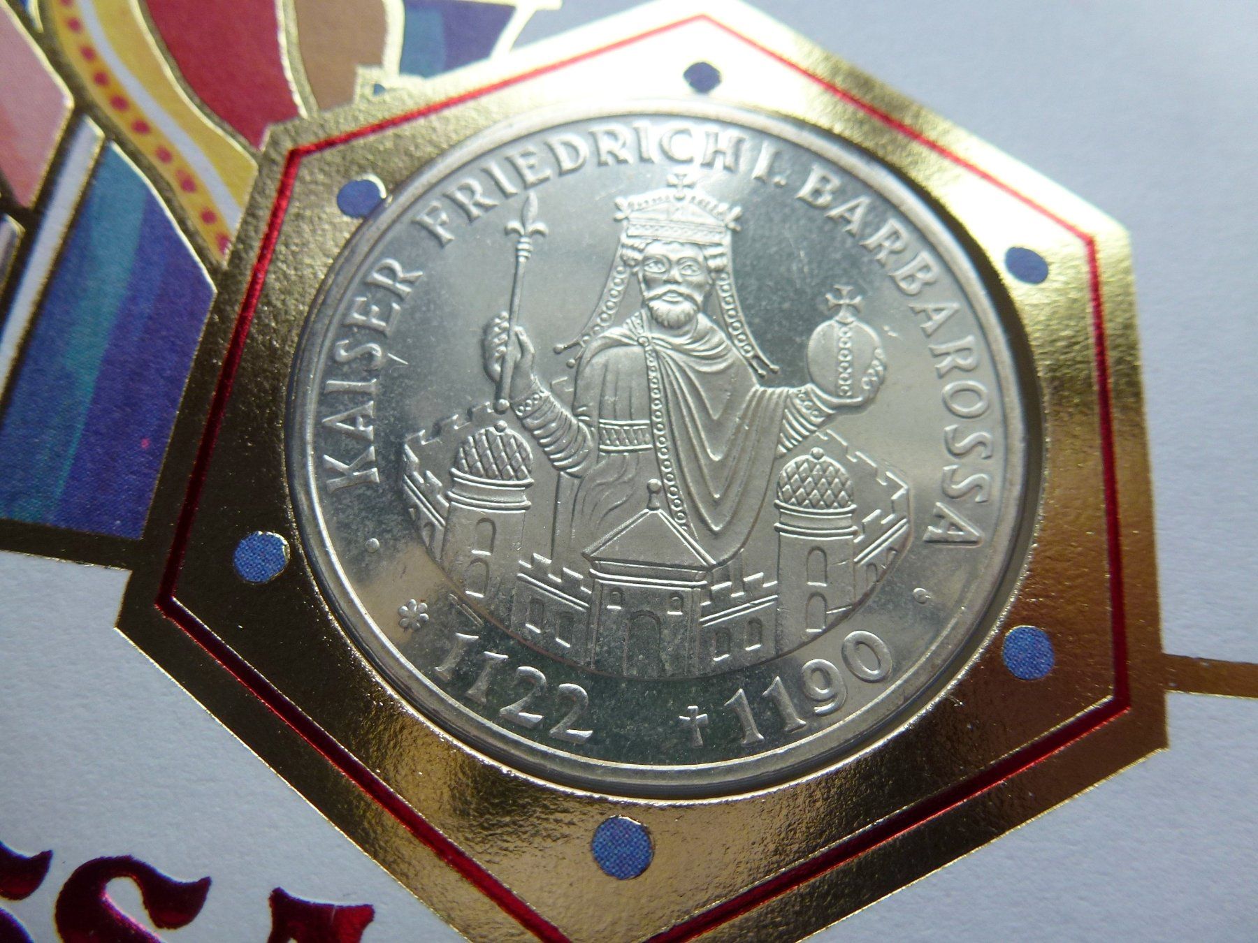 Toutes les monnaies: Silber Numisbrief - Kaiser Barbarossa 800. Todestag 1990 – D'occasion à Walkringen par Casablanca777 2