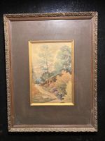 Aquarelle forêt Gemälde ancien alt