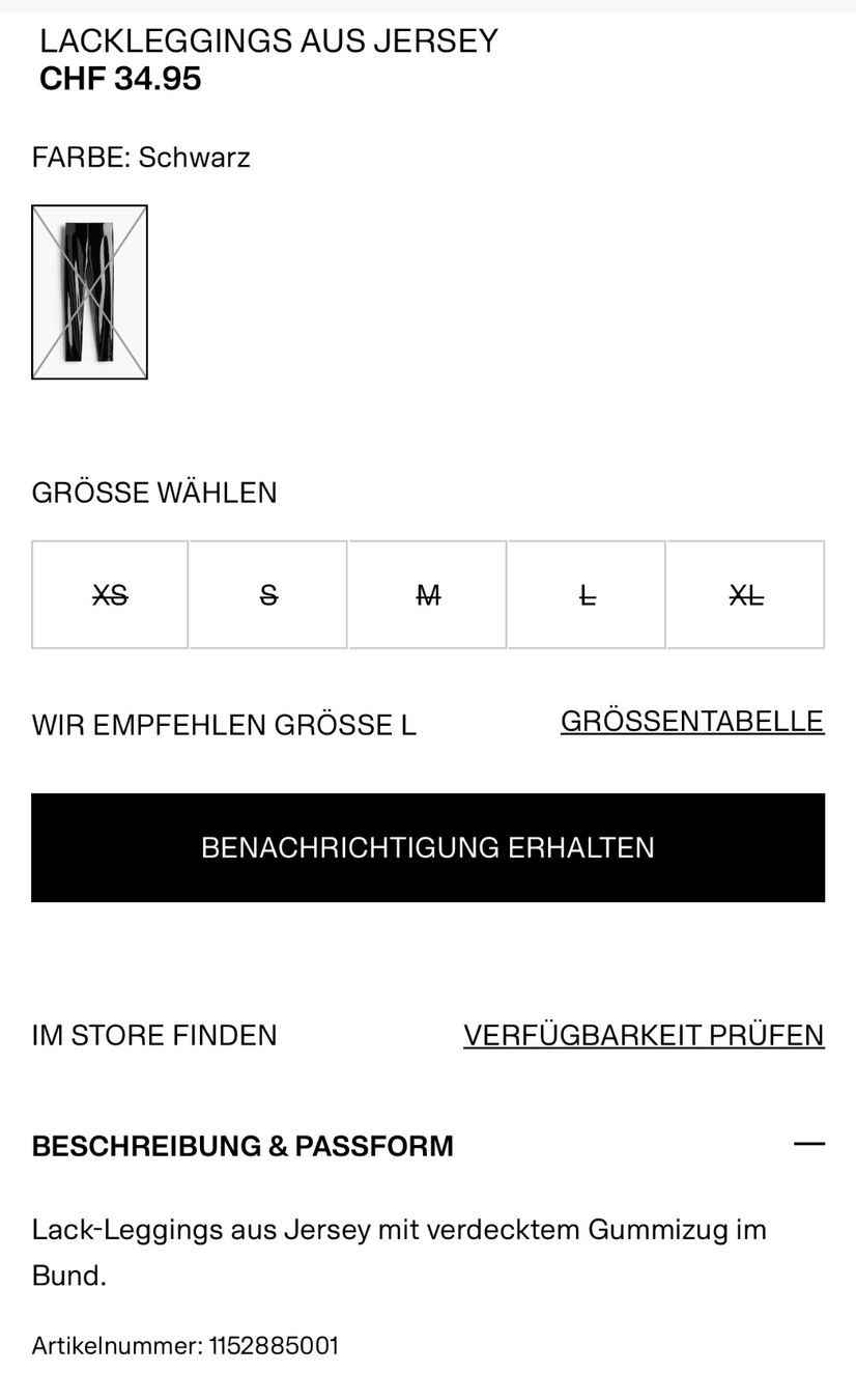 H&M Leggings: Vinyl SeXy Lack Leggings S – Nuovo e nell'imballaggio originale da Uetendorf venduto da Stoun 8