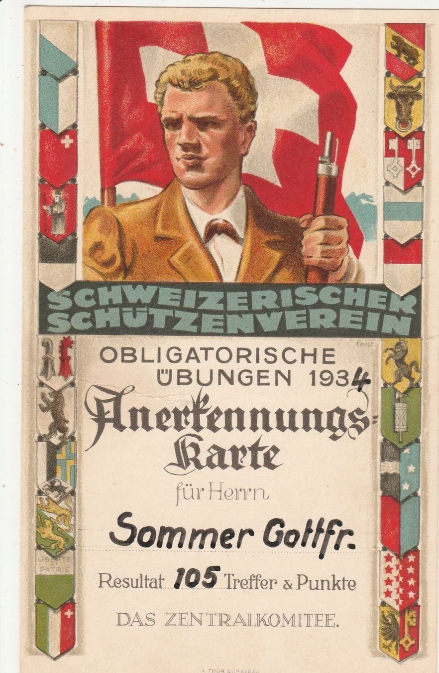 Grafica & Litografie: Schweizerischer-Schützenverein Litho1934 – Usato da uttwil venduto da Koehlerfred