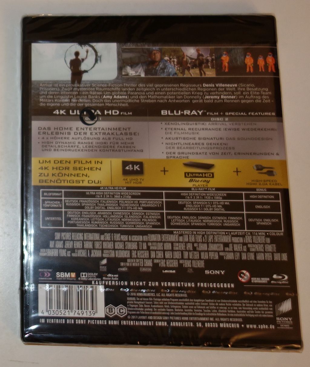 Tutti i DVDs: ARRIVAL   (4K ULTRA HD  +  BLU-RAY) – Usato da Dietlikon venduto da Web-Trader 2