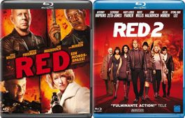 RED 1+2 (2010/13) Bruce Willis/Malkovich/Hopkins/Mirren/2-BD