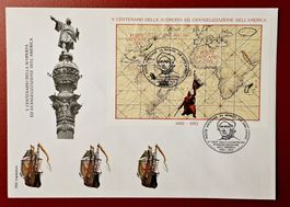 VATIKAN 500 JAHRE ENTDECKUNG AMERIKA KOLUMBUS BLOCK FDC 1995