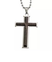 ANHÄNGER UNISEX EDELSTAHL KREUZ SILBER SCHWARZ MIT KETTE