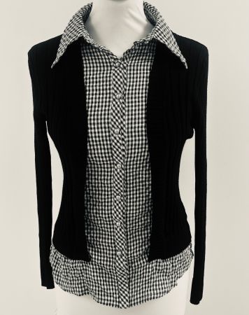 Blusenjacke - schwarz / weiss - Grösse S/M